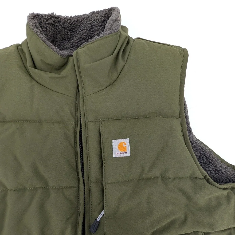 Carhartt Montana Puffer Vest Sherpa Lined Green OV5607-W Size L (12-14)
